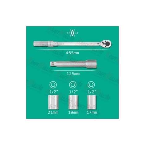 Clé dynamométrique 1/2 avec rallonge et 17, 19, 21 mm KRAFTMULLER