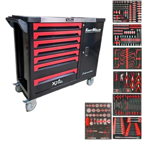 Version 2024 Kraft Muller Kingsize XXL 7 tiroirs outillés avec repousse pistons